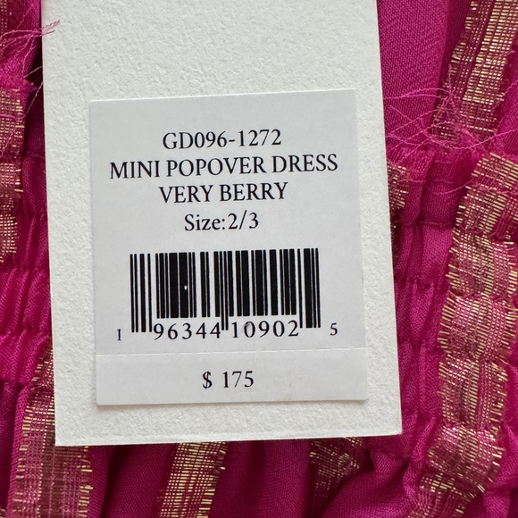 LoveShackFancy Mini Popover Dress Pink Gold Star Very Berry 2/3T Girls NWT - Picture 15 of 16
